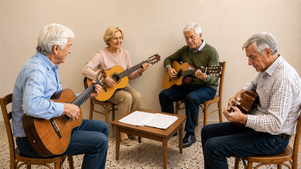 Pon música a tu tiempo. Un espacio para acercarse a la guitarra, aprender de forma progresiva y compartir el gusto por la música en un ambiente cercano y participativo.