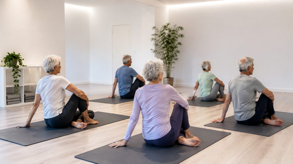 Encuentra el equilibrio. Un espacio para cuidar el cuerpo, mejorar la movilidad y disfrutar de una práctica progresiva en un ambiente tranquilo y respetuoso con el ritmo de cada persona.